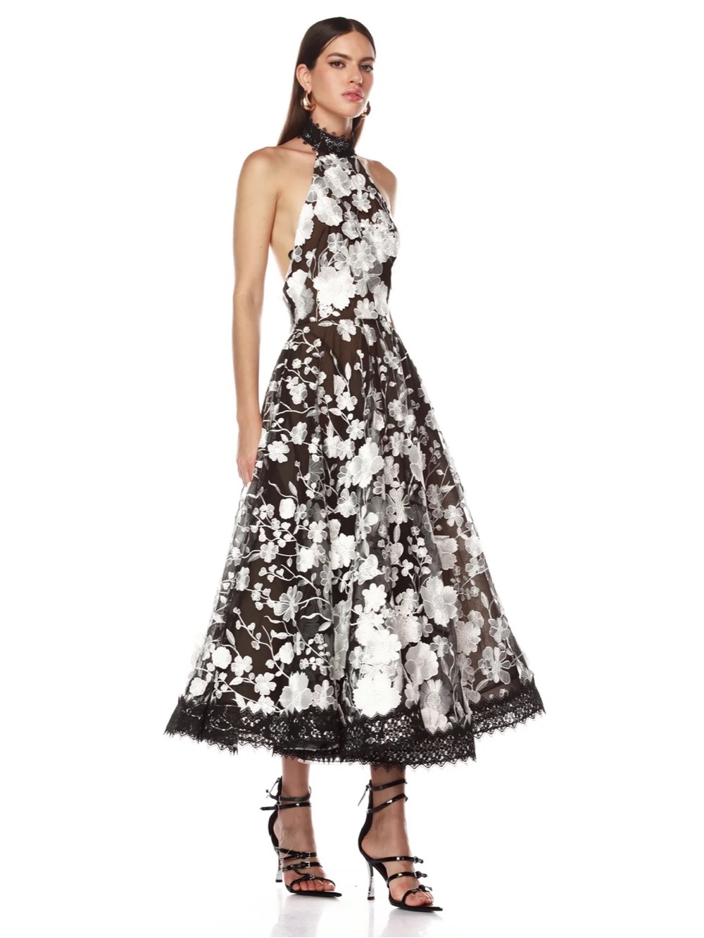 Bronx and Banco Greta Floral Embroidery open back Halter Dress XS NEW $850